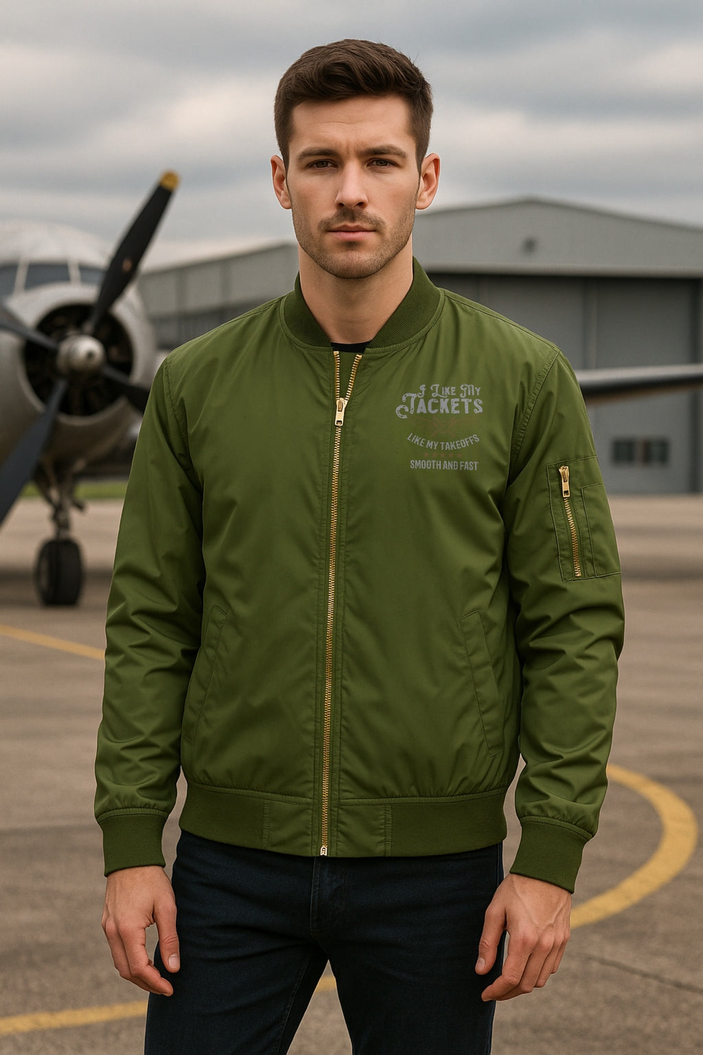 green aerosexual aviatior bomber jacket